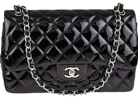 chanel jumbo patent|Chanel Patent Quilted Jumbo Diagonal CC Flap Black.